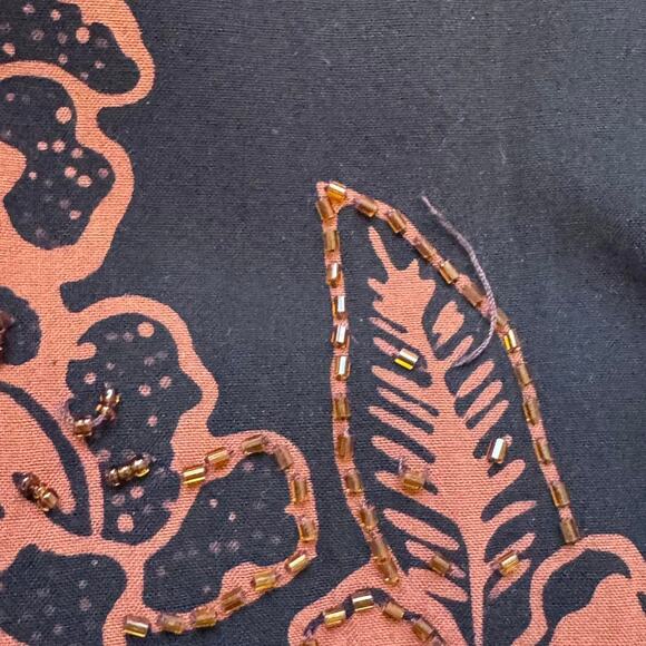 Bali Batik y2k 90s Floral sleeveless shift dress beaded resort dark fairy boho - Picture 8 of 8